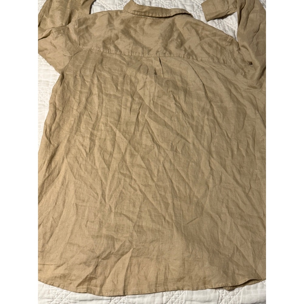 Gap Button Down Shirt Mens XL Tan 100% Linen Long Sleeve - Picture 7 of 11